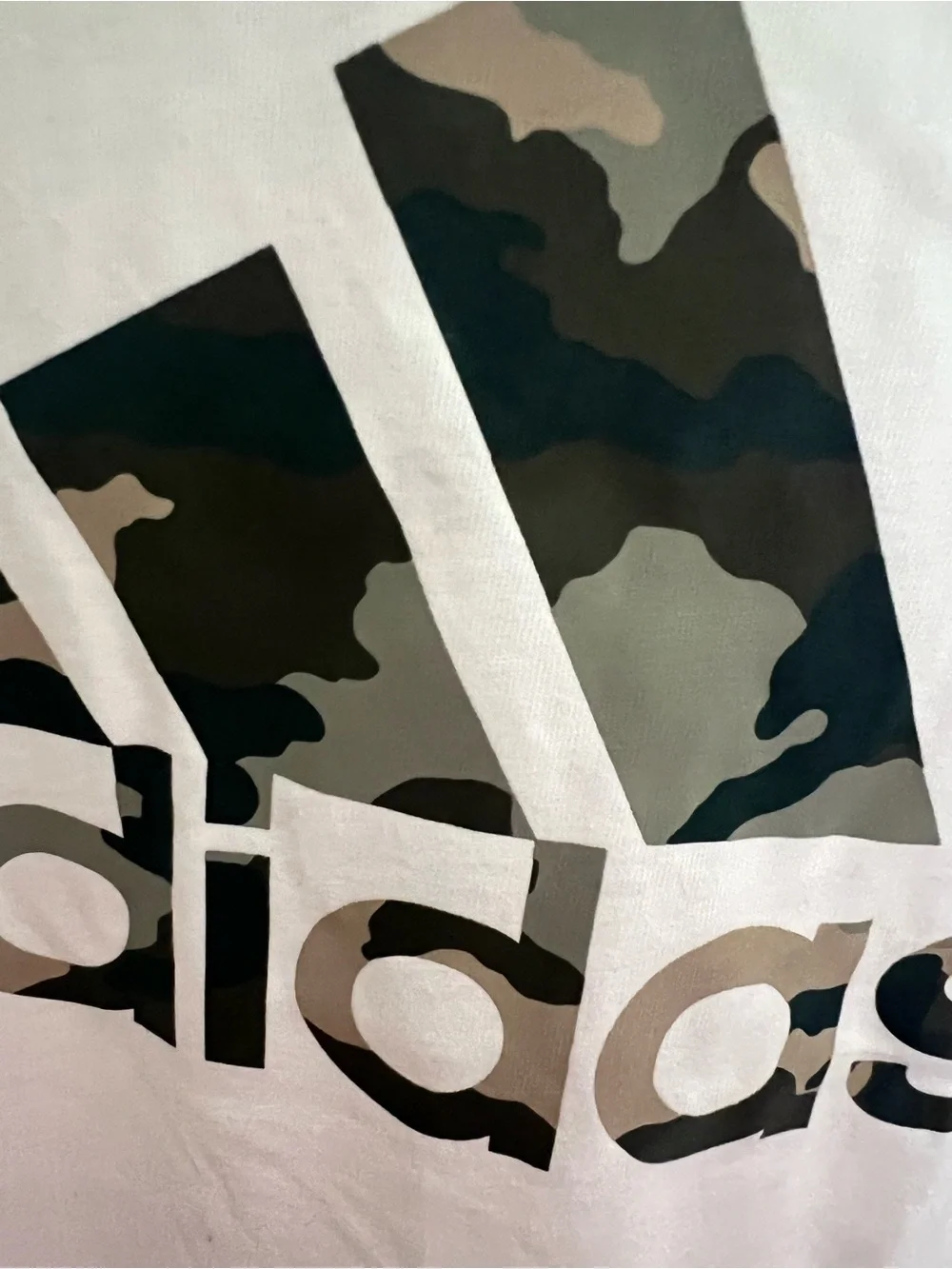 adidas White Short Sleeve Tee with Camouflage Logo